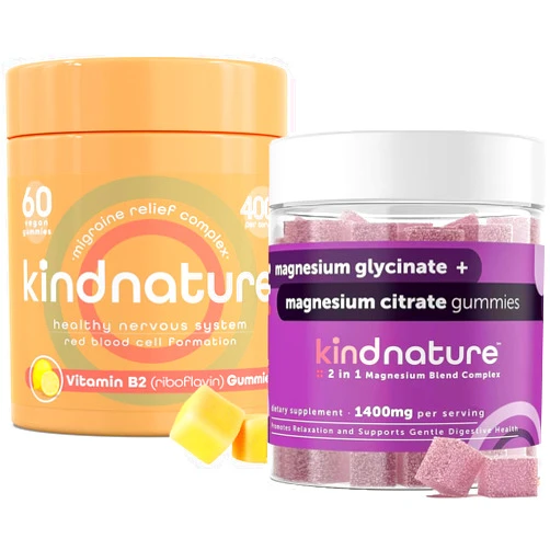 Kindnature Kind Nature Migraine Relief Power Duo: B2 & Magnesium Gummies Bundle