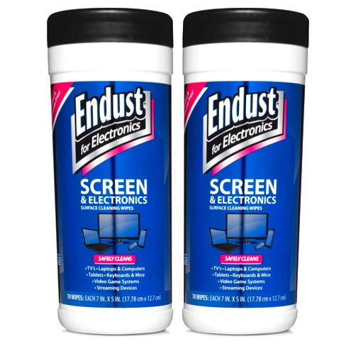 Norazza Endust For Electronics; Cleaning Wipes for Screens & Electronics Surfaces; Pre-Moistened, Alcohol & Ammonia Free, 140 Count (Pack of 2)
