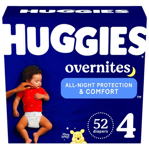Huggies Size 4 Overnites Baby Diapers: Overnight Diapers, Size 4 (22-37 lbs), 52 Ct