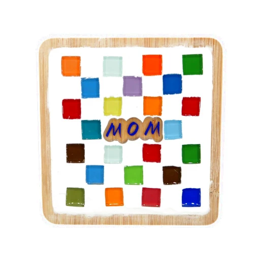 Ricytnig DIY Glass Mosaic Coaster Craft Kits Mosaic Handmade Coaster Mosaic Craft Kits for Adults 3.55 Inch Square Shapes Stained Glass Mosaic Crafts Materials Sets - Mom's Mosaic Project