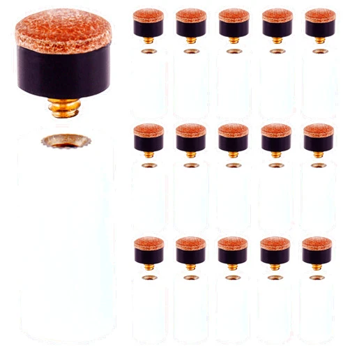 Inheming 32 PCS Pool Cue Tips and Ferrules Replacement Repair Kit, 13mm Screw-on Billiard Cue Tip for House Bar Pool 8/9 Ball Game