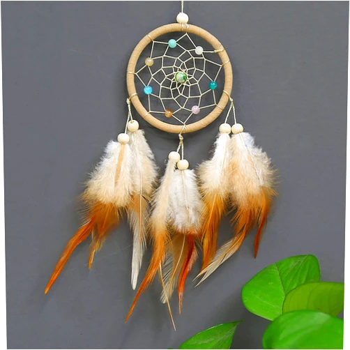 SPANICE Small Dream Catchers for Cars Rear View Mirror, Feather Dream Catchers Car Charm for Car Wall Bedroom Hanging Decorations (Style 5-Brown)