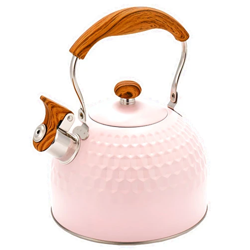 Drieamboat Tea Kettle,3QT kettle teapot,Stainless Steel Kettle with Loud Whistle & Stay-Cool Wood Handle, Ideal Hot Water Kettle and Water Boiler for Stove Top, Large, sakura pink, JSQ-0619-4