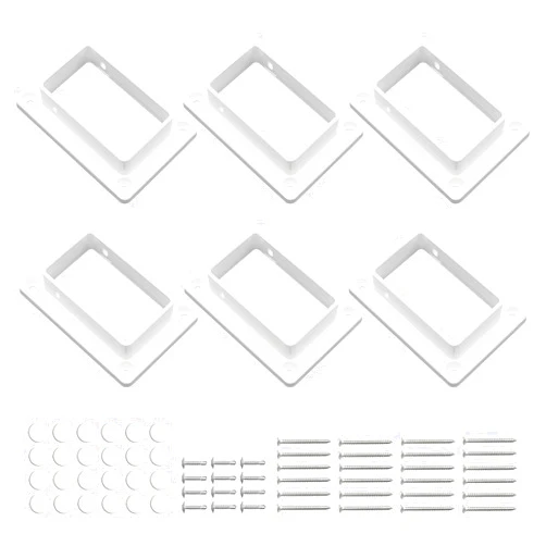 Aiwaiufu 2″ x 3.5″ White Vinyl Fence Brackets, Slotted Handrail Bracket Kit with Screws for Decking Railing, Mount to Wall or Other Vertical Flat Surface, Pack of 6