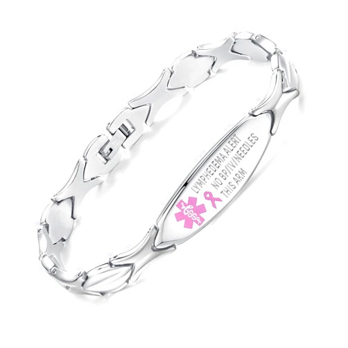 LinnaLove Lymphedema Alert Bracelets no bp/iv/needles this arm Stainless Steel Medical id Bracelets for Women