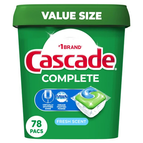 Cascade Complete Dishwasher Pods - Fresh Scent ActionPacs, Dishwasher Detergent, Dishwasher Soap, Detergent Pods, 78 Count