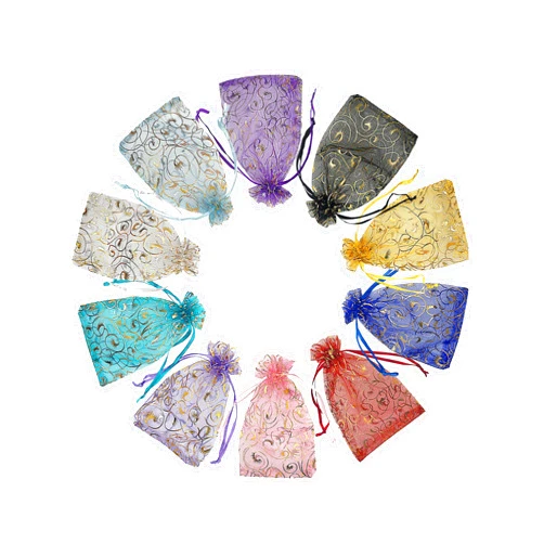Jexila 100PCS Small Organza Bags 4x6 inch Mesh Jewelry Bags Drawstring Gift Bag Reusable for Wedding Party Shower Favor Candy Sachet Candle Craft Gift Bags