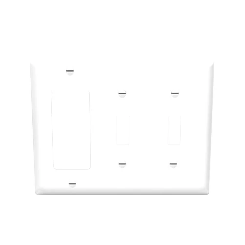 ENERLITES Combination Double Toggle/Single Decorator Rocker Outlet Wall Plate, Standard Size 3-Gang Light Switch Cover(4.5