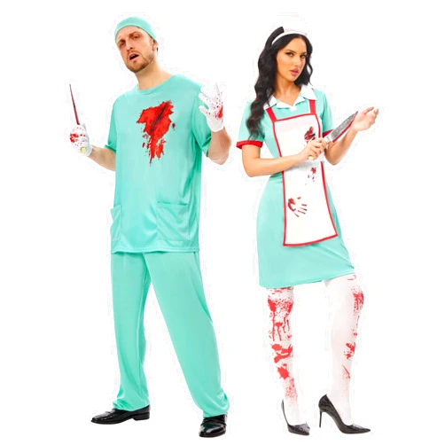 Funnlot Couples Halloween Costumes - Halloween Bloody Doctor Adult Nurse Costumes Matching Couples Halloween Costumes