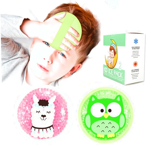 SEIWEHIDO Kids Ice Packs for Boo Boos, 2 Packs Cute Hot Cold Gel Packs for Injuries, Reusable for Fever, Pain Relief, Wisdom Teeth, First Aid and Head, Arms, Legs Injuries