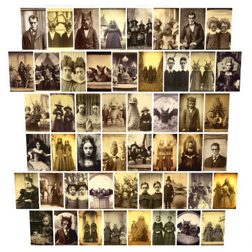 Print'N'Art Halloween Horror Haunted House Posters - 4x6 Inches Set of 50 Unframed Vintage Creepy Mansion Portrait Collage Kit Posters & Prints - Aesthetic Gothic Spooky Party House Wall Art Decor for Living Room (4x6 Haunted House)