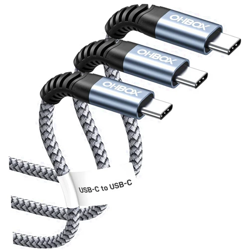 Ohbox USB C to USB C Cable, New Nylon Braided USBC to USBC Charger Cable (6FT,3Pack) Type C to C Cord 60W(3A) Fast Charging for iPhone 15 16 Pro Max Plus, iPad, Samsung S24/23 and More