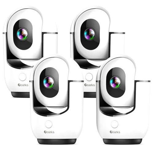 Cloarks 2K Indoor Camera, 2.4GHz WiFi Pan/Tilt Security Cameras for Home Security with AI Motion Detection, Wired Baby/Pet Camera with Phone App, One-Click Call, 24/7, Siren Alarm, SD/Cloud Storage - 4 Pack