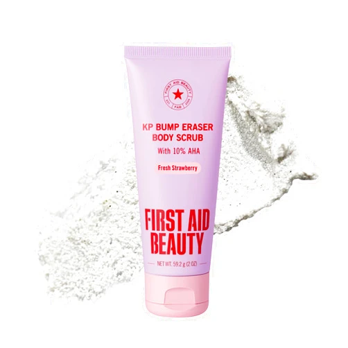 First Aid Beauty - KP Bump Eraser Body Scrub, Keratosis Pilaris Exfoliator with Glycolic and Lactic acids, Helps Reduce Chicken Skin Bumps, Safe for Sensitive Skin
