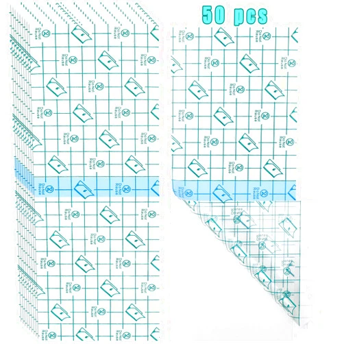 BBTO 50 Pieces Transparent Clear Adhesive Bandage Stretch Large Waterproof Film Adhesive Bandages Dressing Supplies(10 x 4 Inch)