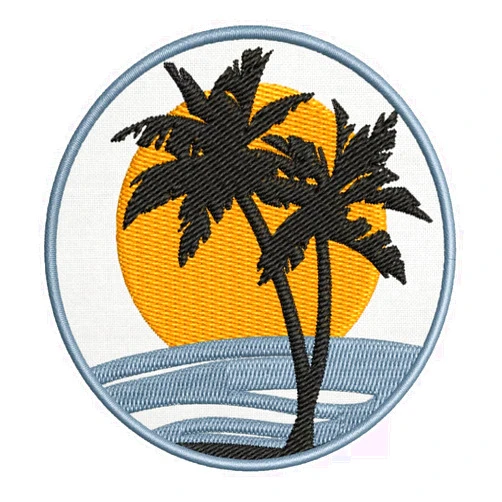 LLS Smile Sticker Patch Beach Sun Palm Tree Ocean Waves Patch Embroidered Applique Iron On Patches Logo Emblem for Superb Style Caps Bags Jackets Backpacks Accessories