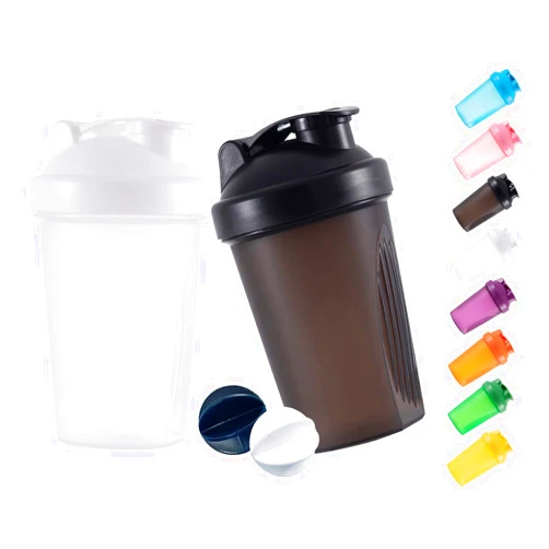 GAISHION Shaker Bottle Protein Shakes and 16-Ounce/400ML Shaker Bottle with Whisk Balls, Non-BPA plastic (Black+White(2PCS))