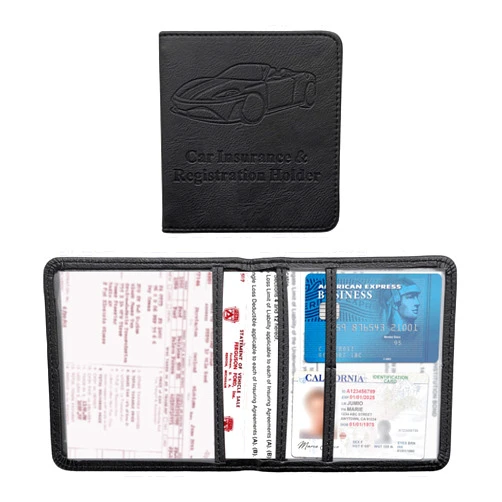 Kewucn Car Registration and Insurance Card Holder, Premium Leather Glove Box Organizer, Magnetic Closure Auto Document Holder for Driver License and Cards, Perfect for Most Cars