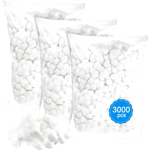 Heigble 3000 Pcs Cotton Balls Bulk Medium Size Organic Pure Cotton Balls for Makeup Remover, Nail Polish Remover and More
