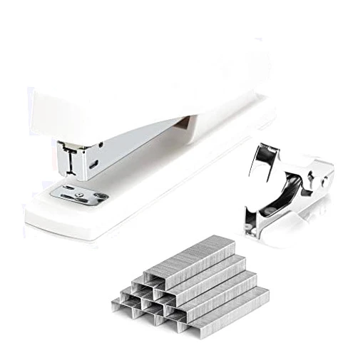 Deli Stapler, Desktop Stapler, Office Stapler, 25 Sheet Capacity, Includes 1000 Staples and Staple Remover, White