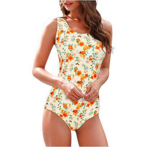 American Trends Modest One Piece Swimsuit Women Bathing Suit Teen Girls Swim Suit Full Coverage Swimsuit Criss Cross Back