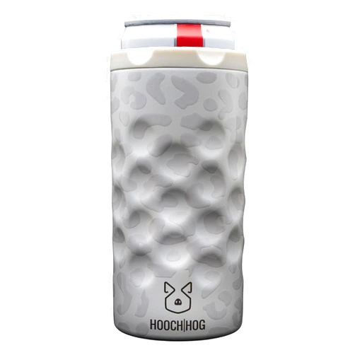 HOOCHHOG Hooch|Hog Slim Can Cooler Stainless Steel for 12 oz. Skinny Cans | 3x Insulated Beer Can Holder for Michelob Ultra, White Claw, Truly & Redbull (Cream Leopard)