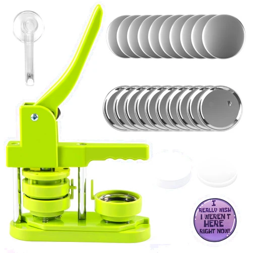 HTVRONT Button Maker Machine 58mm - No Need to Install, Pin Maker Machine with 110pcs Button Making Supplies&Circle Cutter, Upgrade Button Badge Press Machine - DIY Personal Button Badge