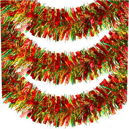 Woosir 39.4Feet Christmas Tinsel Garland for Christmas Tree Decorations Xmas Red Green Gold Metallic Tinsel Garland Hanging Decorations for Staircase Railing Banister DIY Wreath Indoor Outdoor Ornament