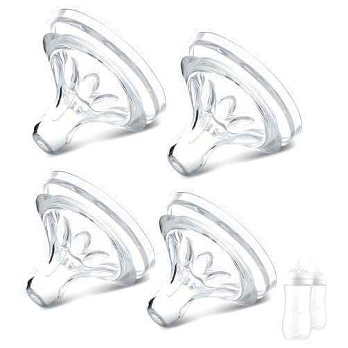 VANEST 4 Packs Silicone Bottle Nipples Compatible with Philips Avent Natural Bottle, Replacement Bottle Nipple BPA-Free, No Spill, Anti-Colic, 3+ Month (Flow 4)