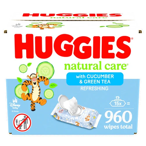 Huggies Natural Care Refreshing Baby Diaper Wipes, Hypoallergenic, Scented, 15 Flip-Top Packs (960 Wipes Total)
