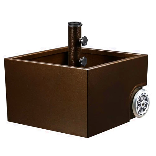 Yaheetech 150lb Capacity Fillable Umbrella Base Stand, Portable Metal Patio Umbrella Outdoor Holder for Backyard Market with Wheels, Planter Drainage Hole, 2 Adjustment Knobs, Brown