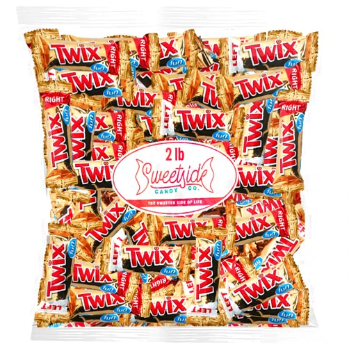 SWEETSIDE CANDY CO. Twix Fun Size Candy Bars Left and Right, 2lb Pack of Bulk Chocolate Candy Individually Wrapped, Ideal Caramel Chocolate for Sharing with Friends, Perfect Twix Mini Candy Bars for Parties and Events