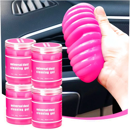 Vioview 4 Pack Car Cleaning Gel, Pink Car Cleaning Putty, Universal Auto Detailing Tools Car Slime for Air Vent, Dashboard and Keyboard, Auto Accessories for Women