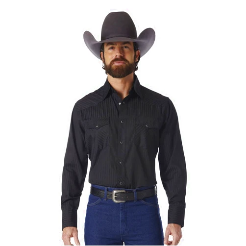 Wrangler Mens Sport Western Two Pocket Long Sleeve Snap Button Down Shirts