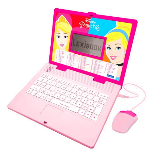 LEXIBOOK JC598DPi1 Disney Princesses Educational and Bilingual Laptop French/English with 124 Activities: Mathematics, Dactylography, Logic, Clock Reading, Play Games and Music