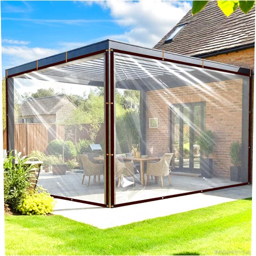 Vteyeya Clear Tarp Waterproof, 8x10 Tarps Heavy Duty with Grommets Outdoors Vinyl Plastic Tarpaulin for Patio Transparent Lonas Greenhouse Chicken Coop Covers for Winter