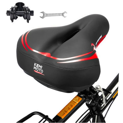 KEMIMOTO Bike Saddle Bike Seat Bicycle Seat Cushion for Men or Women with Seat Clamp Wide Padded Bicycle Saddle, City Saddle