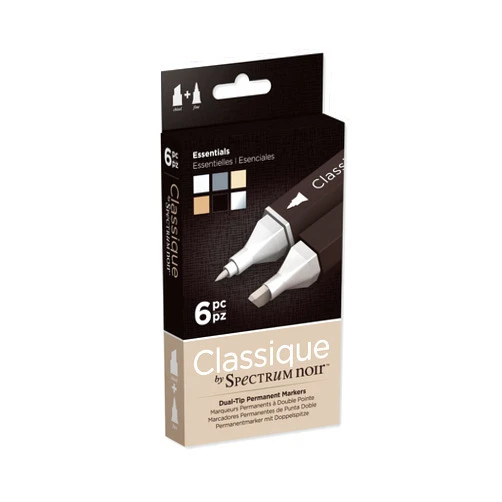 Crafter's Companion Spectrum Noir Classique Design Alcohol Marker Dual Nib Pens Set-Essentials-Pack of 6