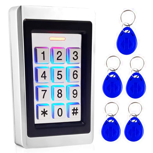 Toncont Door Access Control System, Stand Alone Password Door Keypad + 5PCS ID Keyfobs, Support 2000 Users, Wiegand 26, for Swing Slide Gate Opener Gate Operator and Access Control Security System
