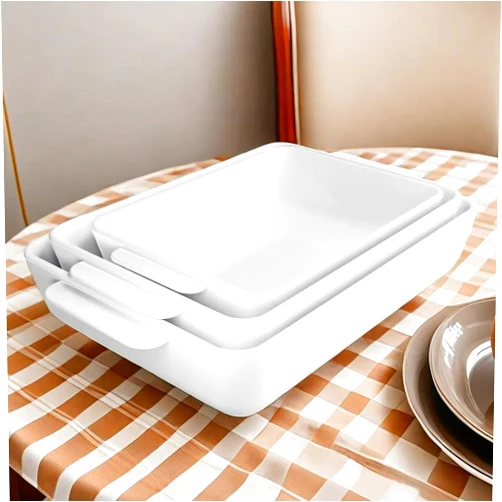 Homnso Casserole Dishes for Oven, Ceramic Baking Dishes for Oven Set of 3, Durable Bakeware, Lasagna Pans, Rectangular Baking Pan Set with Handles, Cookware (12.2