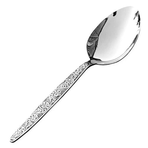 BNAZIND Gray Kunz Spoon | Chisel Engraving Chef Spoon |18/10 Stainless Steel Plating Spoon | Basting Quenelle Spoon | Chef Serving Spoon | Dinner Serving Spoon | Cooking Utensils Spoon