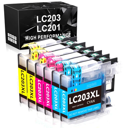 DAM aila LC203XL Compatible Ink Cartridge Replacement for Brother LC203XL LC201XL LC203 LC201 to Use with MFC-J480DW MFC-J880DW MFC-J4420DW MFC-J680DW MFC-J885DW (2 Cyan, 2 Magenta, 2 Yellow, 6 Pack)