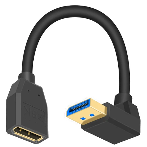 Poyiccot DisplayPort 1.4 Cable, 8K DisplayPort Extension Cable, 90 Degree Displayport 1.4 Extender Ultra HD DP to DP Extension Cable, up to 8K/60Hz, 4K/144Hz for Video/Audio, 15cm (Down Angle)