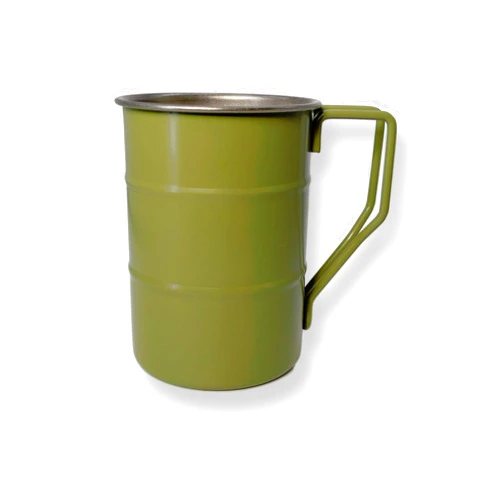 QualGifts Stainless Steel Camping Cup (12 Oz) - Easy to use Drinking Mug for camping, outdoor, military style green, Hot and cold beverage metal cup