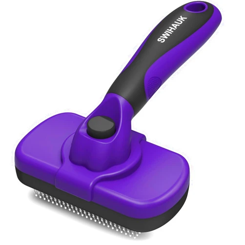 Swihauk Self Cleaning Slicker Brush for Dogs & Cats, Skin Friendly Grooming Cat Brush, Dog Brush for Shedding, Deshedding Brush, Hair Brush Puppy Brush for Haired Dogs, Pet Supplies, Purple