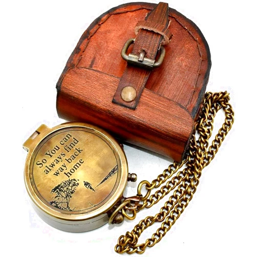 ZUBIA Brass Pocket Camping Compass Engraved with “So You Can Always Find Your Way Back Home” Engraved Camping Pocket Compass, Vintage Navigation Outdoor Compass, 2x2x1 Inch