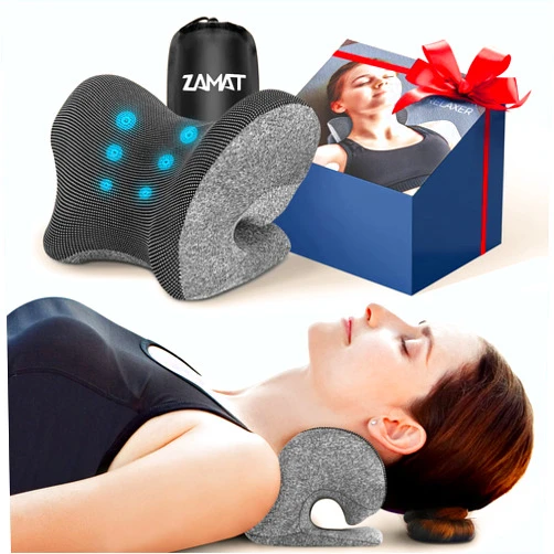 ZAMAT Neck and Shoulder Relaxer w/Magnetic Therapy Pillowcase, Neck Stretcher Chiropractic Pillows for Pain Relief, Cervical Traction Device for Relieve TMJ Headache Muscle Tension Spine Alignment