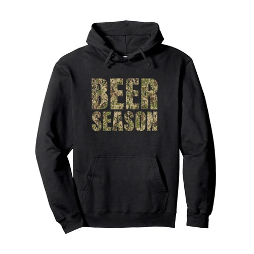 Funny Craft Beer Drinking Gifts & More Beer Season 2 - Camo Funny Deer Hunter Hunting Pullover Hoodie