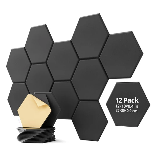 Woovio 12 Pack Acoustic Panels Sound Absorbing, Self Adhesive Sound Proof Panels, Hexagon High Density Sound Deadening Panels, 12