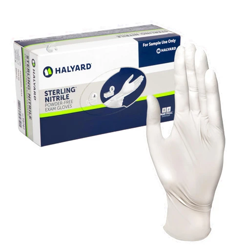 HALYARD STERLING Nitrile Exam Gloves, Non-Sterile, Powder-Free, 3.8 mil, 9.5 Inches, Gray, Medium, 45270 (Box of 100)